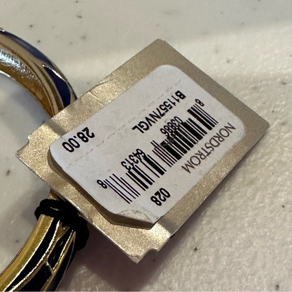 NWT Sequin by Nordstrom Clamper Bangle Bracelet - navy & gold tone & rhinestones - Picture 12 of 12